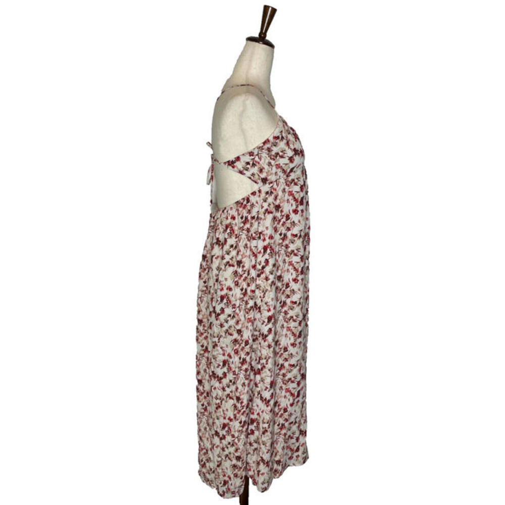 Aritzia Talula Cosimo Midi Dress Floral Open Cross Back Lined White Red Size 2 - Picture 2 of 7